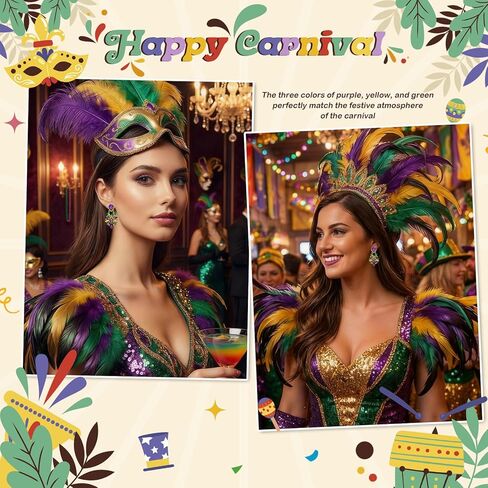 NextArt Mardi Gras Earrings for Women Purple Green Yellow Fleur De Lis Charm Dangle Earrings Carnival Parade Jewelry Gifts Party Outfit Costume Accessories in Saudi Arabia