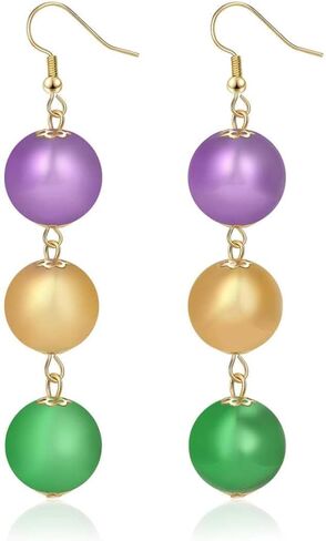 NextArt Mardi Gras Earrings for Women Purple Green Yellow Fleur De Lis Charm Dangle Earrings Carnival Parade Jewelry Gifts Party Outfit Costume Accessories in Saudi Arabia