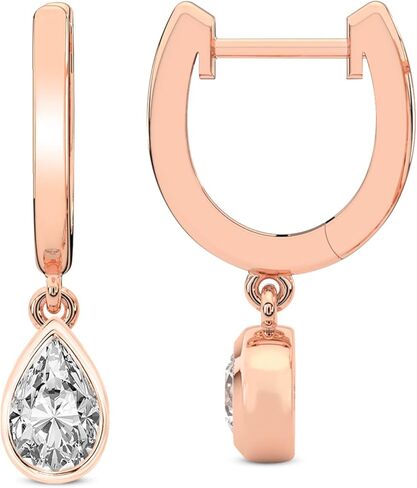 أقراط الماس المتدلية | 1 قيراط - 10 قيراط من الألماس المزروع في مختبر IGI المعتمد | 14 قيراط أو 18 قيراط باللون الأبيض أو الأصفر أو الذهبي الوردي | أقراط متدلية من الألماس من Zuri Bezel Lab | إعدادات الحافة | جودة FG-VS1-VS2 | الماس ودية in Kuwait