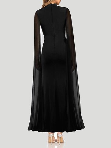 Lrady Women's Wedding Guest Dress Evening Gowns High Neck Formal Cocktail Party Maxi Bodycon Dresses with Cape Sleeve in Saudi Arabia