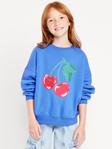 سويت شيرت صوف برسومات كبيرة الحجم للفتيات من Old Navy Favourite - أزرق زهرة الذرة in Kuwait