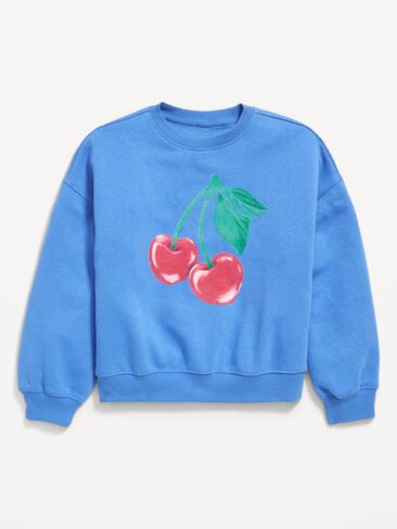 سويت شيرت صوف برسومات كبيرة الحجم للفتيات من Old Navy Favourite - أزرق زهرة الذرة in Kuwait