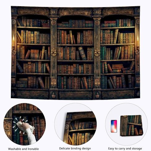 SULLOTSY ديكور الجدار شنقا خمر رف الكتب نسيج الكتب الرجعية مكتبة الدراسة رف الكتب القلعة النسيج للديكور لغرفة النوم غرفة المعيشة النوم ديكور المنزل 94.5 "L X 70.8" W in Saudi Arabia