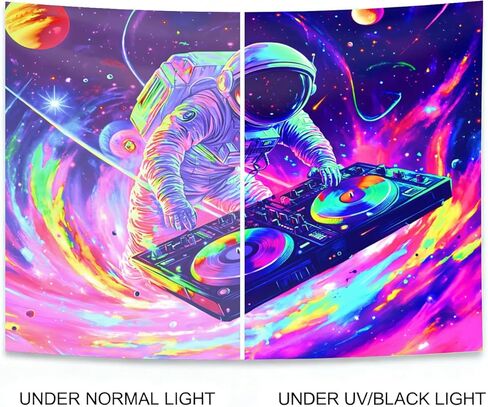 نسيج Seewan Blacklight لغرفة النوم، جدار متوهج تفاعلي للأشعة فوق البنفسجية معلق للديكور الجمالي لجدران غرفة النوم وغرفة المعيشة، قماش فلورسنت كبير 79 × 59 بوصة in Kuwait