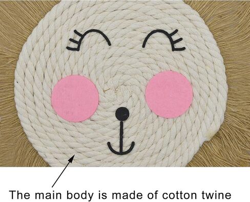 Pinenjoy 13.39inch Lion Head Hand-Woven Cotton and Linen Wall Hanging Decor Cartoon Animal Knitted Pendant Cute Round Wall Art Craft Decor for Nursery Childrens Room Bedroom Living Room in Saudi Arabia