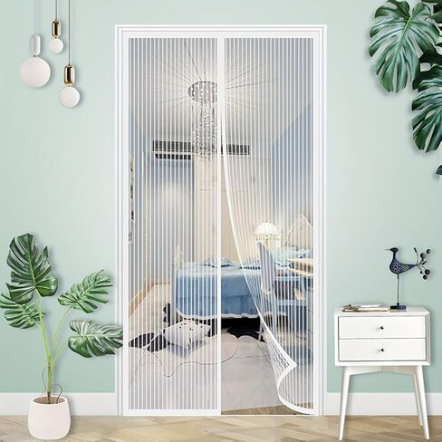 Mesh Partition Curtain, Self Sealing, Heavy Duty Screen-Door Mesh, Hands Free Partition Keeps Bugs Out, 38 Inch x 83 Inch，White in Saudi Arabia