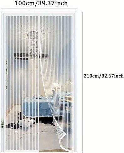 Mesh Partition Curtain, Self Sealing, Heavy Duty Screen-Door Mesh, Hands Free Partition Keeps Bugs Out, 38 Inch x 83 Inch，White in Saudi Arabia
