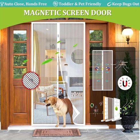 Mesh Partition Curtain, Self Sealing, Heavy Duty Screen-Door Mesh, Hands Free Partition Keeps Bugs Out, 38 Inch x 83 Inch，White in Saudi Arabia