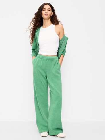 Old Navy High-Waisted Wide-Leg Sweatpants - Emerald Pigment in Saudi Arabia