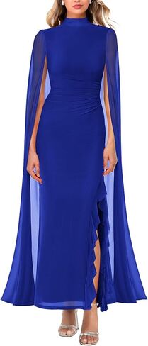 Lrady Women's Wedding Guest Dress Evening Gowns High Neck Formal Cocktail Party Maxi Bodycon Dresses with Cape Sleeve in Saudi Arabia