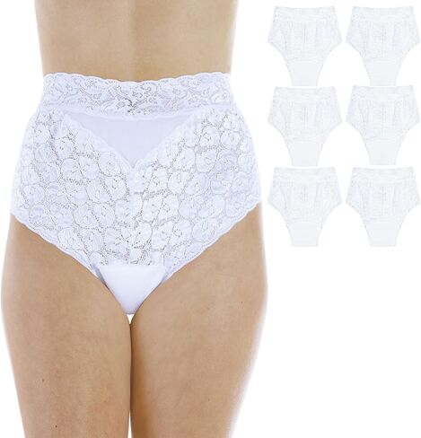 Wearever 6-Pack Women's White Lovely Lace Regular Absorbency Incontinence Panties 150 ml 1X (Fits Hip 43-44") in Saudi Arabia