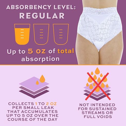 Wearever 6-Pack Women's White Lovely Lace Regular Absorbency Incontinence Panties 150 ml 1X (Fits Hip 43-44") in Saudi Arabia