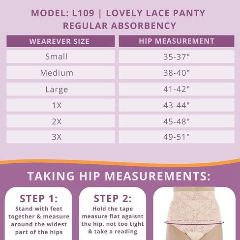 Wearever 6-Pack Women's White Lovely Lace Regular Absorbency Incontinence Panties 150 ml 1X (Fits Hip 43-44") in Saudi Arabia