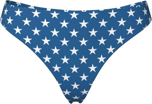 Womens G-String Thongs White Stars On Blue Elastic Waistband No Show Underwear Breathable Panties in Saudi Arabia