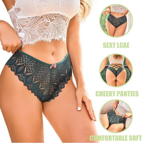 XI LIU 3 Pack Lace Underwear for Women Sexy Cheeky Panties for Women Lace Soft Breathe Briefs in Kuwait