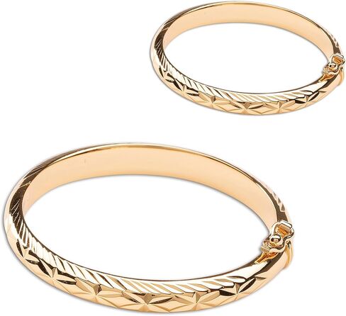 Precious Pieces 14K Gold-Plated Etched Bangle 2-Piece Sets for Mom and Me Babies, Toddlers, Children, Kids, Teens and Women in Saudi Arabia