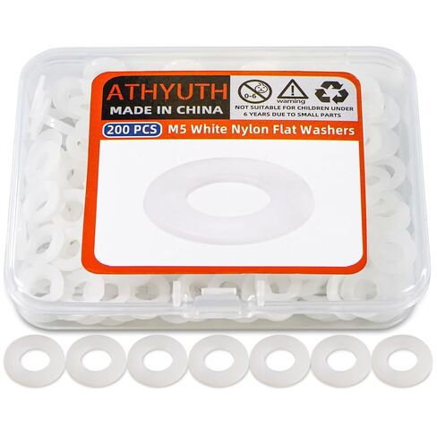 M8 White Nylon Washers, 8mm ID, 16mm OD, 1.5mm Thickness, Plastic Flat Round Washers, 150 Pieces Nylon Washers Hardware Set in Kuwait