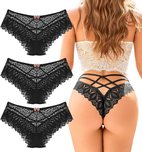 XI LIU 3 Pack Lace Underwear for Women Sexy Cheeky Panties for Women Lace Soft Breathe Briefs in Saudi Arabia