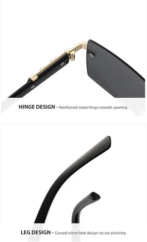Siming Rimless Sunglasses, Gold Metal Accents, Square Shape, Glossy Texture,Vintage Transparent Eyewear for Women Men in Saudi Arabia