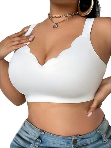 SOLY HUX Women's Plus Size Seamless Wireless V Neck Bras Push Up Full Coverage Bralettes in Saudi Arabia