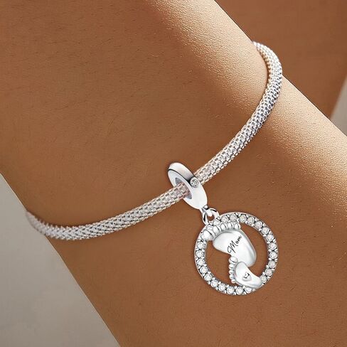 1Pc Silver Charm Fashionable Warm Mother's Love Series for Women Bangles DIY And Daily Outfit Matching Jewelry Decoration For Women Gift For Mom in Saudi Arabia