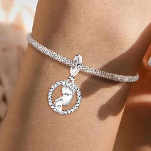 1Pc Silver Charm Fashionable Warm Mother's Love Series for Women Bangles DIY And Daily Outfit Matching Jewelry Decoration For Women Gift For Mom in Saudi Arabia