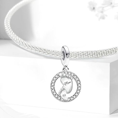 1Pc Silver Charm Fashionable Warm Mother's Love Series for Women Bangles DIY And Daily Outfit Matching Jewelry Decoration For Women Gift For Mom in Saudi Arabia