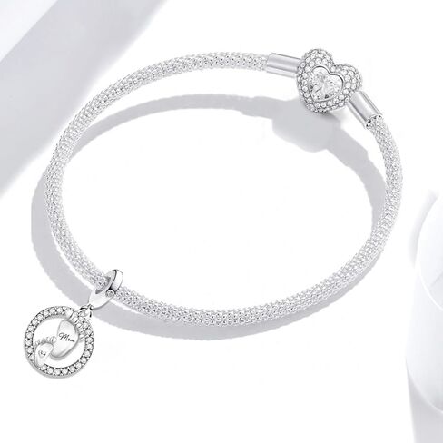 1Pc Silver Charm Fashionable Warm Mother's Love Series for Women Bangles DIY And Daily Outfit Matching Jewelry Decoration For Women Gift For Mom in Saudi Arabia