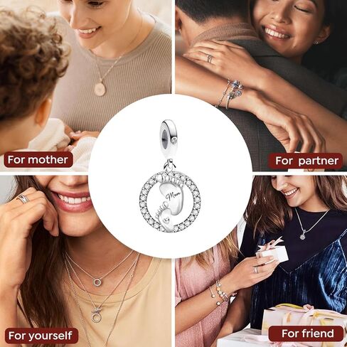 1Pc Silver Charm Fashionable Warm Mother's Love Series for Women Bangles DIY And Daily Outfit Matching Jewelry Decoration For Women Gift For Mom in Saudi Arabia