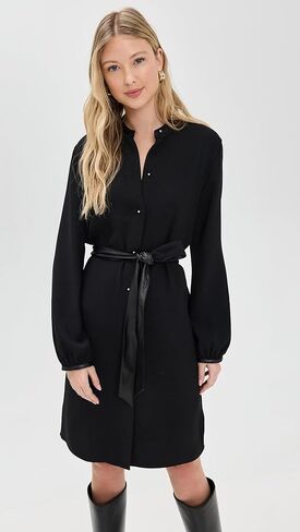 Vince Women's Shirt Dress with Faux Leather Trim in Saudi Arabia