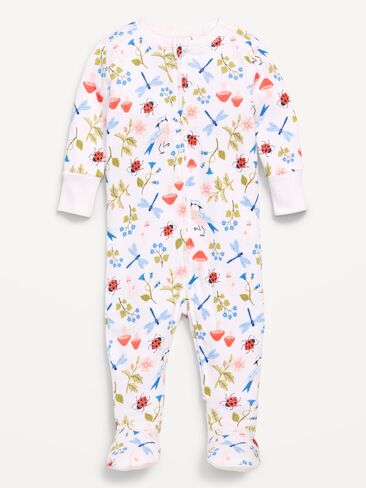 Old Navy Old Navy x Lovevery Snug-Fit 2-Way-Zip Sleep & Play Footed One-Piece for Baby - White Lilies in Saudi Arabia