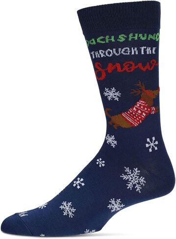 MeMoi Men's Dachshund Through The Snow Holiday Crew Socks in Saudi Arabia