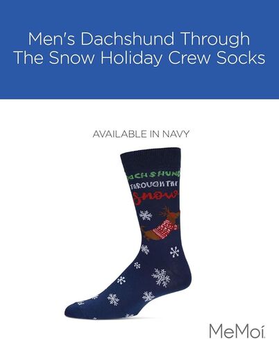 MeMoi Men's Dachshund Through The Snow Holiday Crew Socks in Saudi Arabia