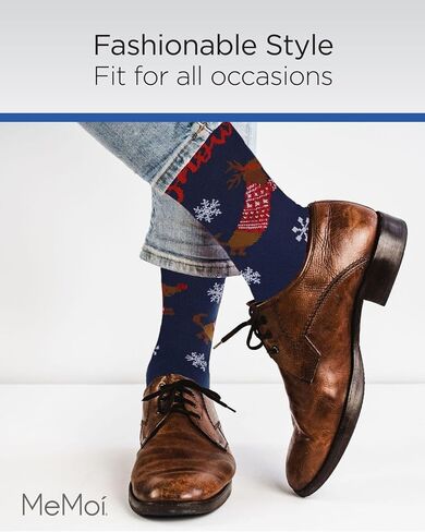 MeMoi Men's Dachshund Through The Snow Holiday Crew Socks in Saudi Arabia