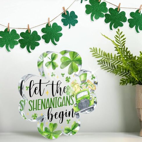 PVOPVO St Patricks Day Decorations, Irish Four Leaf Clover Decorations Gifts, St Patricks Day Decorations for Table Office Desk Home,Funny Irish St Patricks Day Decor for Friend Mom Women in Saudi Arabia