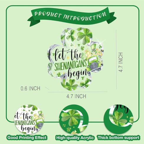 PVOPVO St Patricks Day Decorations, Irish Four Leaf Clover Decorations Gifts, St Patricks Day Decorations for Table Office Desk Home,Funny Irish St Patricks Day Decor for Friend Mom Women in Saudi Arabia