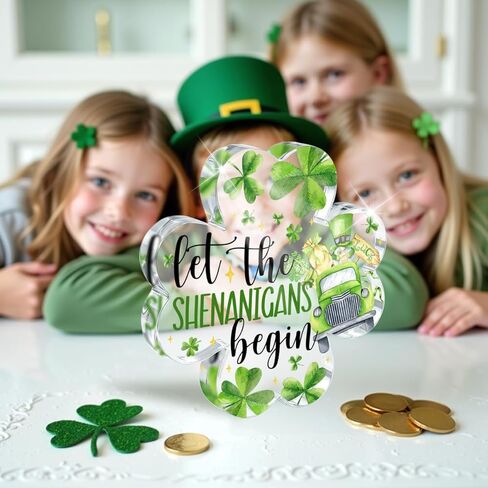 PVOPVO St Patricks Day Decorations, Irish Four Leaf Clover Decorations Gifts, St Patricks Day Decorations for Table Office Desk Home,Funny Irish St Patricks Day Decor for Friend Mom Women in Saudi Arabia