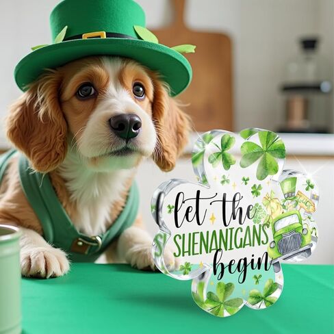 PVOPVO St Patricks Day Decorations, Irish Four Leaf Clover Decorations Gifts, St Patricks Day Decorations for Table Office Desk Home,Funny Irish St Patricks Day Decor for Friend Mom Women in Saudi Arabia