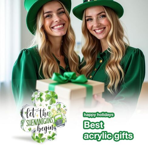 PVOPVO St Patricks Day Decorations, Irish Four Leaf Clover Decorations Gifts, St Patricks Day Decorations for Table Office Desk Home,Funny Irish St Patricks Day Decor for Friend Mom Women in Saudi Arabia