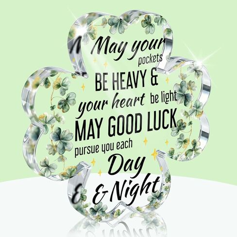 PVOPVO St Patricks Day Decorations, Irish Four Leaf Clover Decorations Gifts, St Patricks Day Decorations for Table Office Desk Home,Funny Irish St Patricks Day Decor for Friend Mom Women in Saudi Arabia