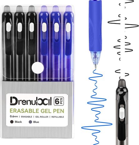 8-Pack Erasable Ink Pens with Built-in Eraser | 0.7mm Fine Point Gel Pens for Smooth Writing - Gel Pens for School, Office, Journals & Exams,Blue pens,Blue Ink pens in Kuwait