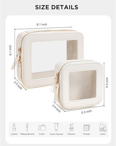 KOTORA Small Makeup Bag for Purse Cute Travel Makeup Bag Clear Cosmetic Bag with Zipper, Car Make Up Bag Organizer Storage Traveling Car Accessories Travel Essentials for Women (White) in Saudi Arabia