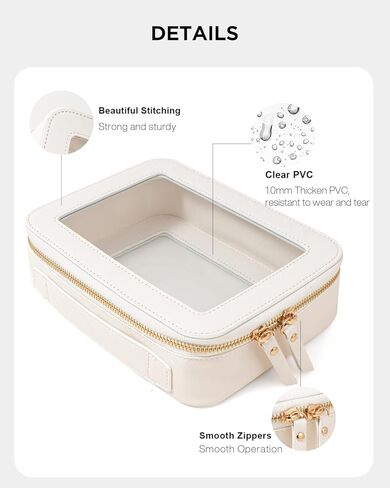 KOTORA Small Makeup Bag for Purse Cute Travel Makeup Bag Clear Cosmetic Bag with Zipper, Car Make Up Bag Organizer Storage Traveling Car Accessories Travel Essentials for Women (White) in Saudi Arabia