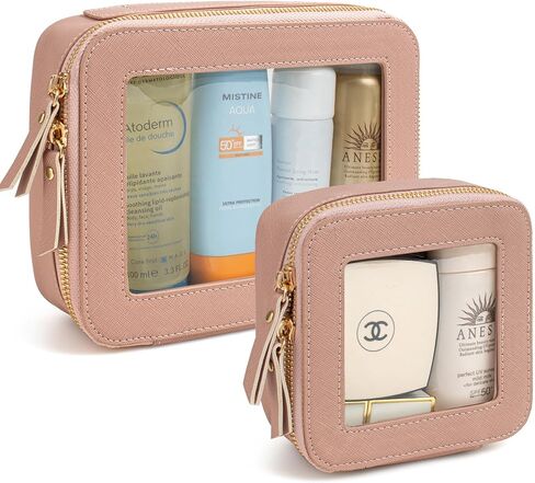 KOTORA Small Makeup Bag for Purse Cute Travel Makeup Bag Clear Cosmetic Bag with Zipper, Car Make Up Bag Organizer Storage Traveling Car Accessories Travel Essentials for Women (White) in Saudi Arabia