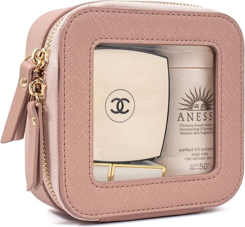 KOTORA Small Makeup Bag for Purse Cute Travel Makeup Bag Clear Cosmetic Bag with Zipper, Car Make Up Bag Organizer Storage Traveling Car Accessories Travel Essentials for Women (White) in Saudi Arabia
