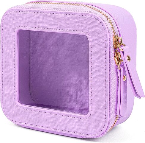 KOTORA Small Makeup Bag for Purse Cute Travel Makeup Bag Clear Cosmetic Bag with Zipper, Car Make Up Bag Organizer Storage Traveling Car Accessories Travel Essentials for Women (White) in Saudi Arabia