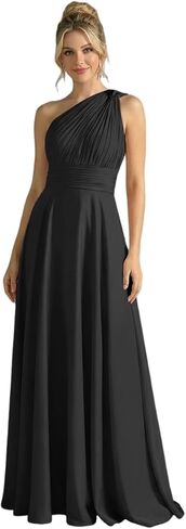 YHHOWEP Bridesmaid Dresses for Women One Shoulder Chiffon Ruched Long Formal Evening Party Gowns Prom Dress in Saudi Arabia