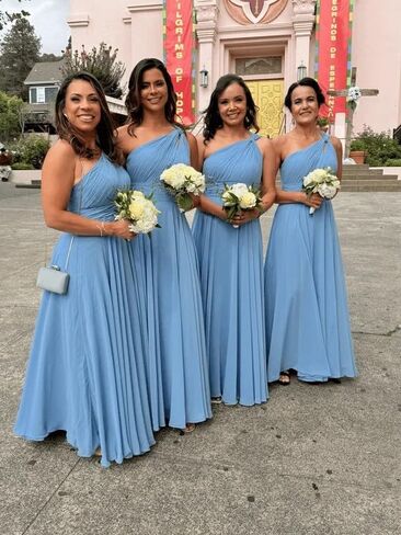 YHHOWEP Bridesmaid Dresses for Women One Shoulder Chiffon Ruched Long Formal Evening Party Gowns Prom Dress in Saudi Arabia