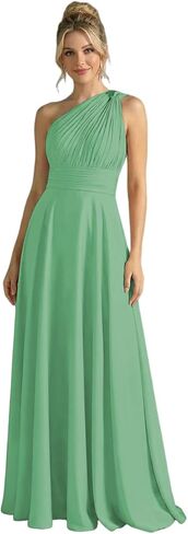 YHHOWEP Bridesmaid Dresses for Women One Shoulder Chiffon Ruched Long Formal Evening Party Gowns Prom Dress in Saudi Arabia