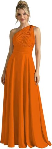YHHOWEP Bridesmaid Dresses for Women One Shoulder Chiffon Ruched Long Formal Evening Party Gowns Prom Dress in Saudi Arabia